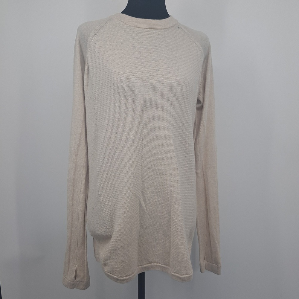 Lululemon Merino Wool Raglan Long Sleeve Sweater Cream Thumbholes Athleisure